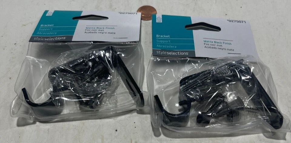 **Lote de 2** Soporte de barra de cortina de selección de estilo compatible con acabado negro 0275071 Foto 1 de 2