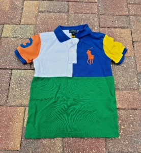 Polo Ralph Lauren Short Sleeve Polo Shirt Color block Boys Youth Size 6 FLAWS - Picture 1 of 8