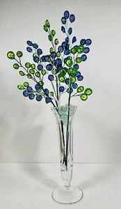 Französische Glasperlen Zweige in Kristall Vase Gesteck Handarbeit  - Bild 1 von 6