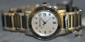 Bulova Lady Diamond Silver MOP Dial Stainless Steel & Black Ceramic Watch 98P122 - Picture 1 of 5