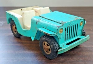 VINTAGE 1960's TONKA JEEP PRESSED STEEL AQUA / BLUE Old Rare 1960 car truck - Picture 1 of 7