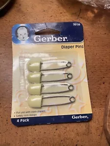 Vintage Gerber 76156 Stoffwindelnadeln 4er Pack neu versiegelt ungeöffnet gelb 2004 - Bild 1 von 5