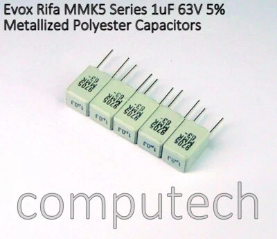 10 pezzi 1uF 63V 5% Condensatore in Poliestere Metallizzato EVOX RIFA MMK5