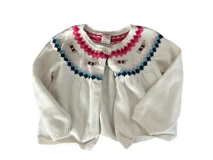 Gymboree Baby Girls White Dachshund Dog Embroidered Diamond Knit Sweater 3t - Picture 1 of 3