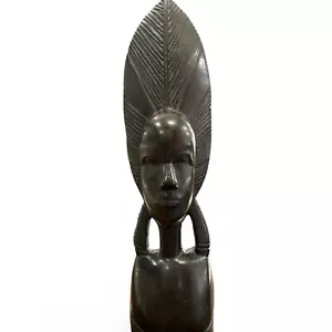 Busto ebano intagliato a mano vintage anni 70 figura femminile alta 11" tesori kenya - Foto 1 di 7
