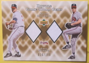 2002 Upper Deck Gems Gold Kevin Millwood/Greg Maddux JERSEY Braves /100 - Picture 1 of 3