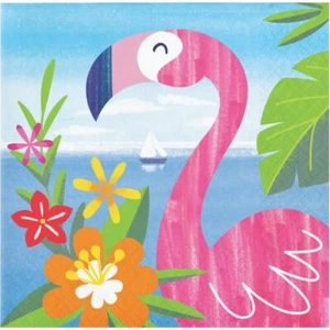 Lush Luau Beverage Napkins Paper 16 Pack Flamingo Tableware Luau Party Supplies - Picture 1 of 2