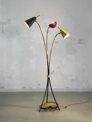1950 LAMPADAIRE TRIPODE MODERNISTE SHABBY-CHIC Lunel Mategot Stilnovo Arredoluce - Photo 1/4
