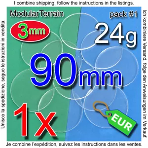 1x 90mm ROUND BASE 3mm CLEAR ACRYLIC REDONDA METACRILATO TRANSPARENT SOCLE ROND - Bild 1 von 8