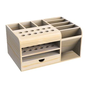 Desk Tools Remote Control Phone Holder Multi-Function Wooden Storage Box - Zdjęcie 1 z 7