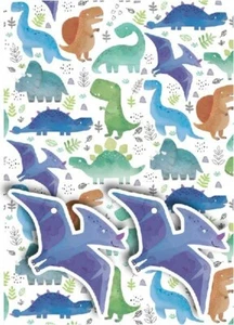 Gift Wrap Set Paper Dinosaur - Boys Wrapping 2 Sheets 2 Tags - Picture 1 of 1