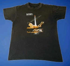 Vintage Single Stitch NASA T-Shirt Herren L Grafikdruck Rocket Blast Made USA - Bild 1 von 7