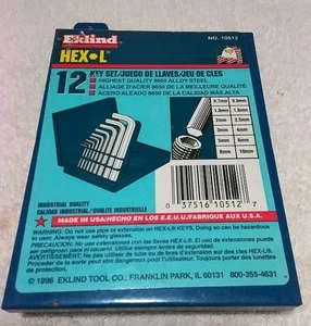 EKLIND 10512 12PC HEX KEY SET METRIC IN A METAL BOX USA ๐บ๐ธ - Picture 1 of 5