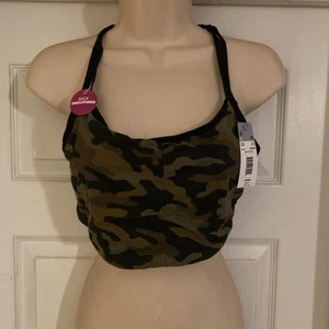 40 Large Camo Bra Wirefree Strappy Racerback Jungle Camo Bra Fruit of the Loom - Picture 1 of 2