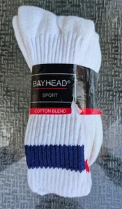 3 Pair Unisex Crew Retro Old School White Tube Socks Blue, Red And Black Bayhead - Picture 1 of 5