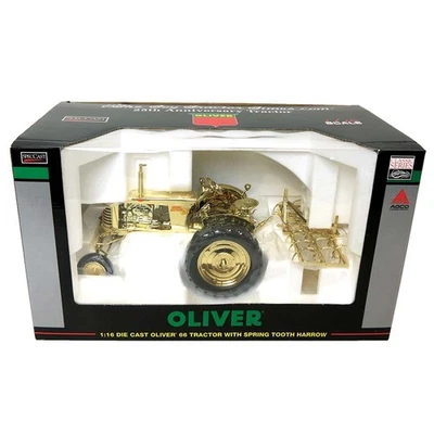 Gold Chrome ~ 1/16 Oliver 66 3000 Spring Tooth Harrow Toy Tractor Times Cust-987 - Image 1 of 2
