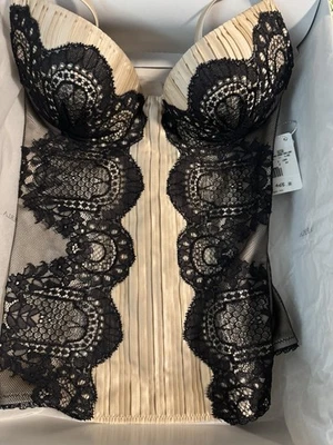 Bustier La Perla•Raro negro de encaje y desnudo plisado nuevo con etiquetas y caja original de La Perla Foto 1 de 3