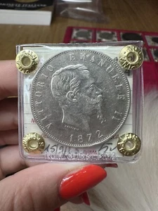 REGNO D'ITALIA VITTORIO EMANUELE II 5 LIRE 1872 MILANO sigillata SPL SUBALPINA - Foto 1 di 3