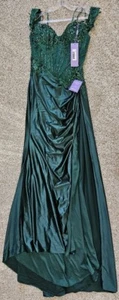 Ladivine Off-the-shoulder Long Prom Dress NWT Sz 8 Emerald Green CD803 - Picture 1 of 2