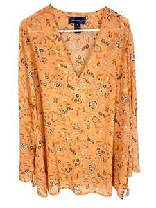 SUSAN GRAVER Style Tunika Übergröße 2X Blumen transparent leise Luxus bescheiden edel - Bild 1 von 5