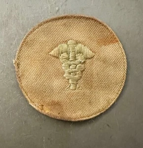 Vintage Military Patch Doctor Medic Staff Wings Snakes Caduceus Khaki WWI Pharm - Picture 1 of 4