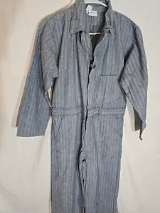 Vintage Pella BIG DUTCH Coveralls Herringbone Denim Front Zipper Size 32 X 27 - Picture 1 of 6