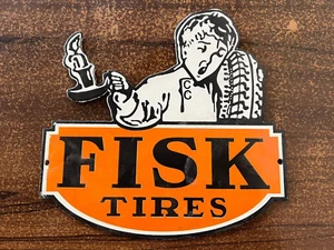 Porcelain Fisk Tires Enamel Sign Size 8X5 Inches - Picture 1 of 2