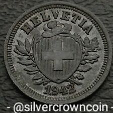 Switzerland 1 Rappen 1942 B. KM#3a. Zinc One Cent coin. Cross. Sprigs. WWII.