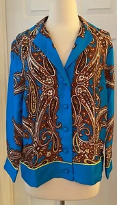 J.CREW DRAPEY BUTTON-UP SHIRT IN PAISLEY PRINT SIZE S WINDOW BLUE AJ283 - Picture 1 of 5