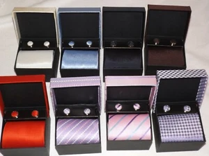 SECRETO SANTA TRABAJO REGALO CUMPLEAÑOS PARA HOMBRE CORBATA Y PUÑOS CAJA DE PRESENTACIÓN A JUEGO - Imagen 1 de 12