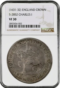 NGC VF30 1631-2 Charles I Crown, 1st Milled Issue (Briot), S-2852 SCARCE - Picture 1 of 6