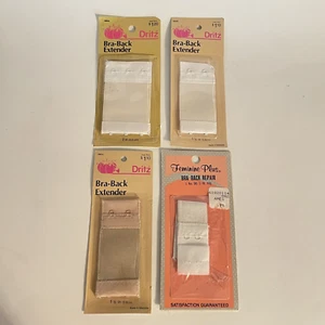 4 Packs Vtg Bra-Back Extenders / Repair 1"-1.5" White Beige Dritz Feminine Plus - Picture 1 of 5
