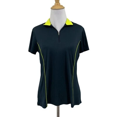 Рубашка поло женская Greg Norman M средняя черная кислотная игровая сухая на молнии функциональная - Изображение 1 из 4