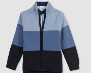 $99 Calvin Klein Kids Boys Blue Colorblocked Long Sleeve Full Zip Sweater Size 6 - Picture 1 of 1