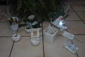 Lot d'articles de Noël blancs : montage, vasques, photophore,.... - Photo 1/6