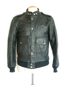 70er JAHRE LEDER MOTORRAD JACKE VON 'WHEELS OF MAN' USA..36" / 38"..SELTEN VINTAGE - Bild 1 von 12