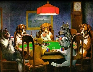 Perros jugando al póquer hierro en transferencia para camiseta + telas claras y oscuras #2 - Imagen 1 de 4