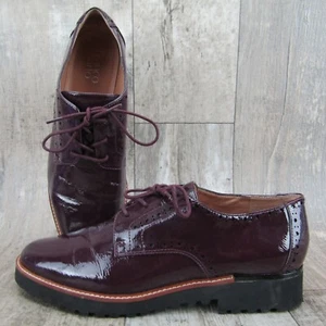 Franco Sarto Cyber Blurgundy Patent Kunstleder Schnürung klobiger Absatz Oxfordds 9M - Bild 1 von 12