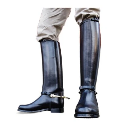 Handmade Tall Leather Motorcycle Biker Riding Boot with Leather sole size 6-12 — 第 1/4 张图片