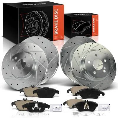 12x Rotor de freno perforado y pastilla de freno de cerámica para Mercedes-Benz E400 delantero y trasero Foto 1 de 4