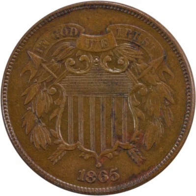 1865 Two Cent Piece AU Uncertified #942 - Image 1 of 2