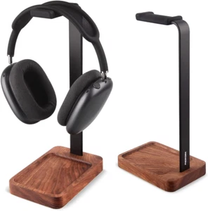 Walnut Wood & Aluminum Headset Holder, Desktop Headphone Stand, Universal Headph - Picture 1 of 9