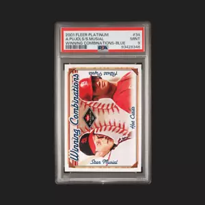 2001 Fleer Platinum Albert Pujols/Stan Musial Winning Combo Blue PSA 9 Pop 5 - Picture 1 of 2