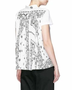 Auth SACAI Off-White BANDANA Print PLEATED Back T-SHIRT Top - Picture 1 of 3