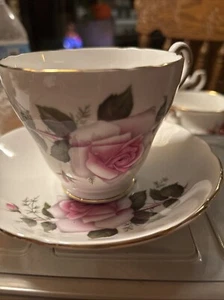 Regency English Pink Rose Tea Cup and Saucer England Fine Bone China - Picture 1 of 7