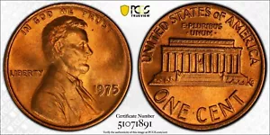 PCGS MS67 RD 1975 Lincoln Memorial Cent Red - Picture 1 of 3