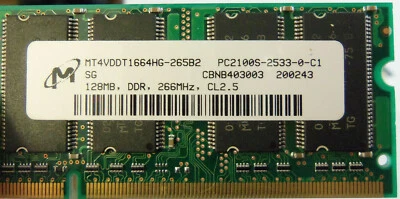 MEMORY 128MB PC2100S-2533-0-C1 , MT4VDDT1664HG-265B2 - Image 1 of 3