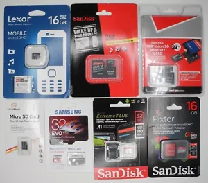 NEW Lot Of 7x SanDisk Samsung Lexar MicroSD & MicroSDHC Memory Cards - Picture 1 of 6