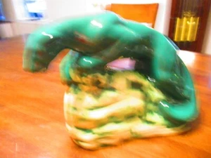GREEN PANTHER CERAMIC TV LIGHTSHADE MCM 1950'S ART DECO MINTY ORIGINAL - Picture 1 of 12