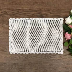 12"x17" White Vintage Hand Crochet Lace Doily Rectangle Table Runner Tablecloth - Picture 1 of 9